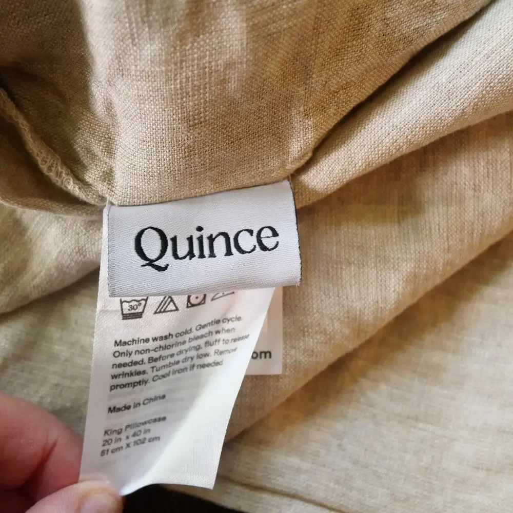 Quince Linen King Pillowcases Set of 2 Sand Tan Brown NEW